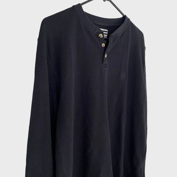 Phat Farm Long-Sleeve Henley Shirt Men's Size XL Black Waffle Knit Thermal - Picture 4 of 10